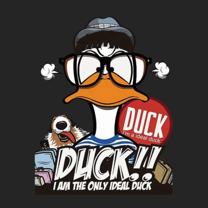 Comic-Ente mit Hund Herren Pullover Sweatshirt