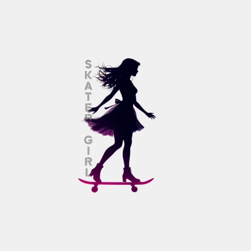 Stylish Skater Girl Silhouette in Pink and Black Male Tank Top