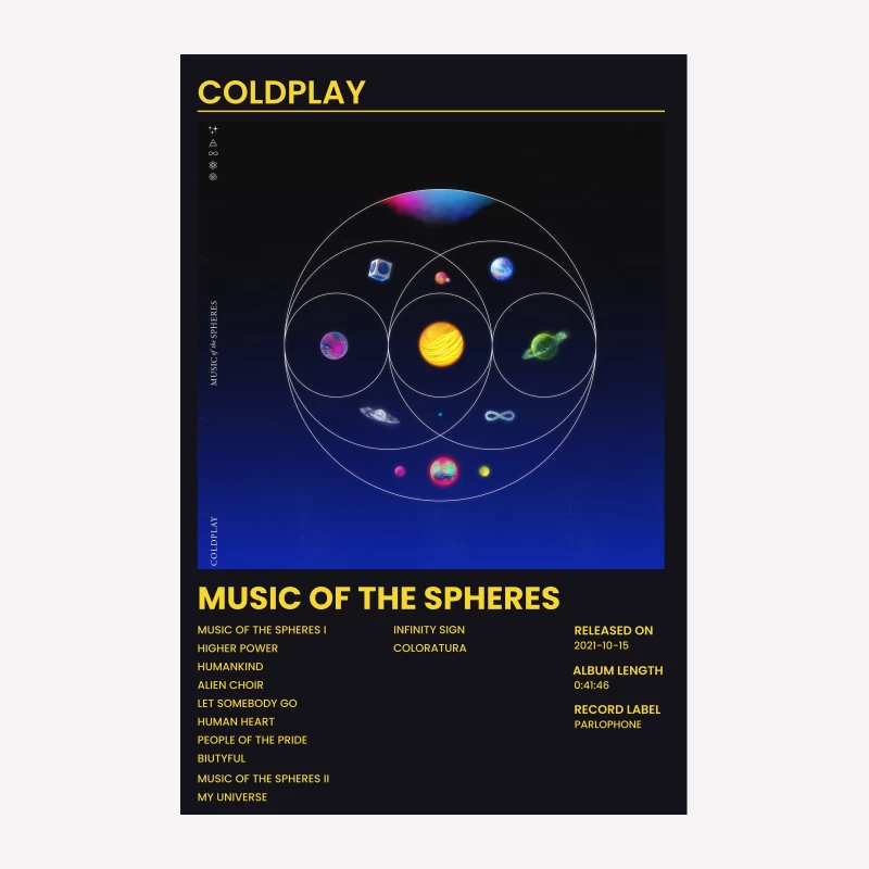 Coldplay's Cosmic Album: Music of the Spheres Cover and Details Female T-Shirt