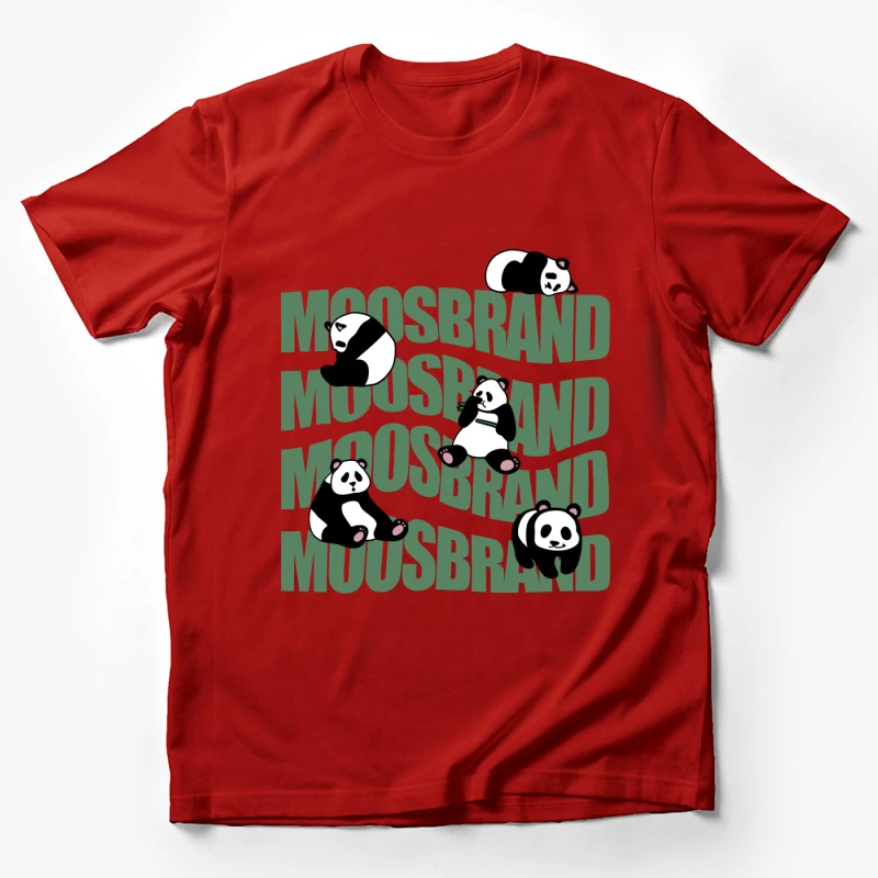 Pandas auf Moosbrand Hintergrund Herren T-Shirt