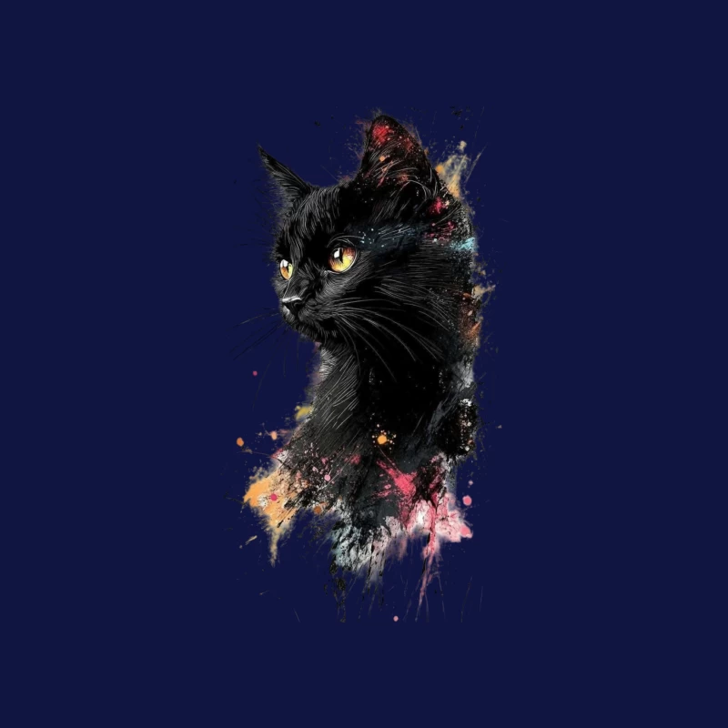 Colorful Watercolor Portrait of a Black Cat iPhone Case
