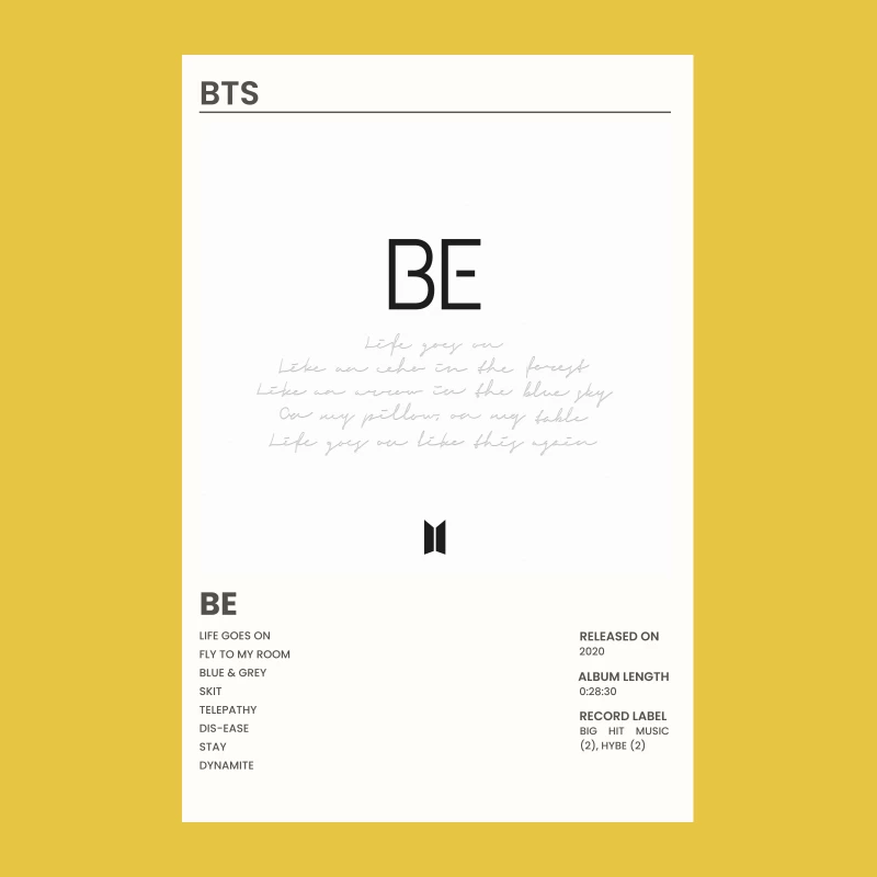 BTS 'BE' Album Details and Tracklist Revealed Female T-Shirt