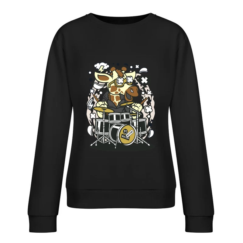 Girafe rockstar jouant de la batterie Femme Sweat-shirt à enfiler