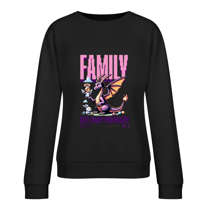 Drachen-Familienfoto mit Wächter-Engel Damen Pullover Sweatshirt