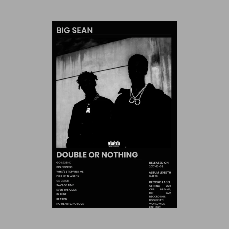 Big Sean's "Double or Nothing" Hip-Hop Album Cover Male Pullover Hoodie