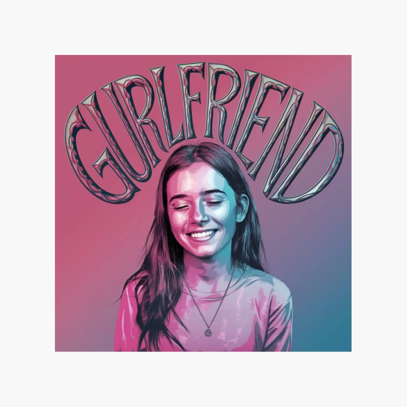Joyful Girlfriend Portrait with Artistic Typography Cotton Tote Bag