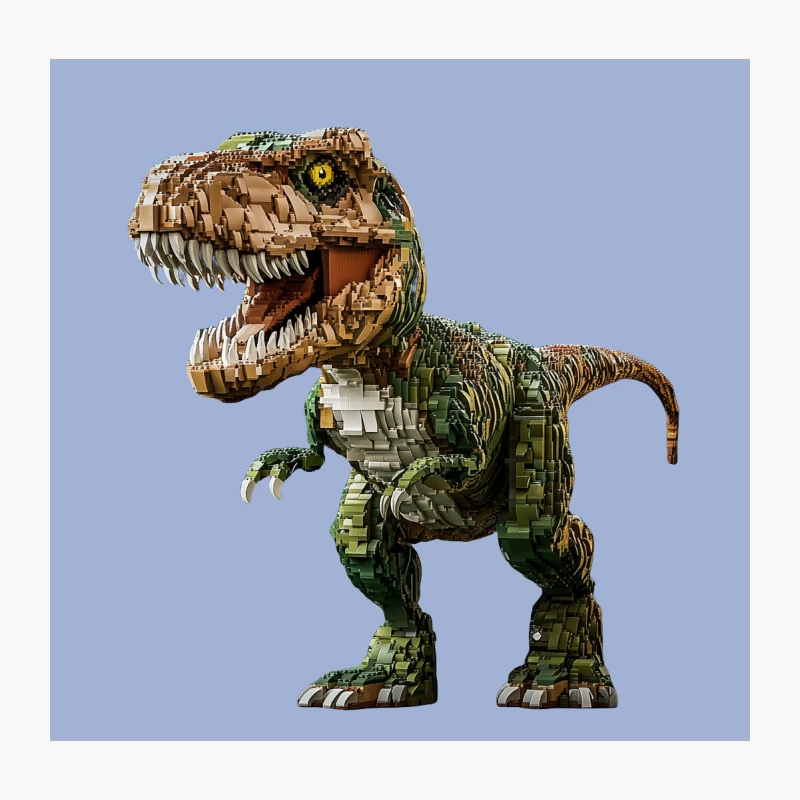 LEGO T-Rex Dinosaur Toy: Jurassic Building Block Creation Throw Pillow