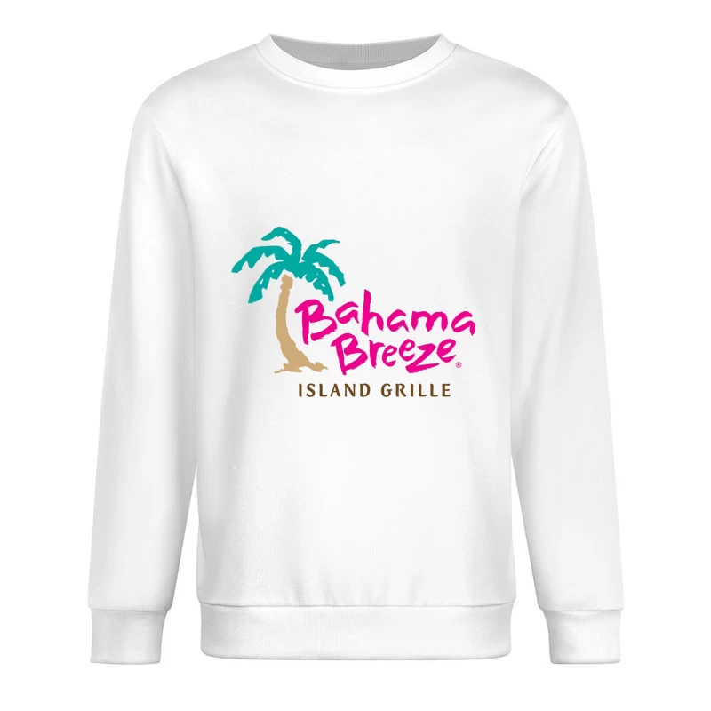 Bahama Breeze Island Grille Restaurant Logo with Tropical Palm Tree Male Pullover Sweatshirt