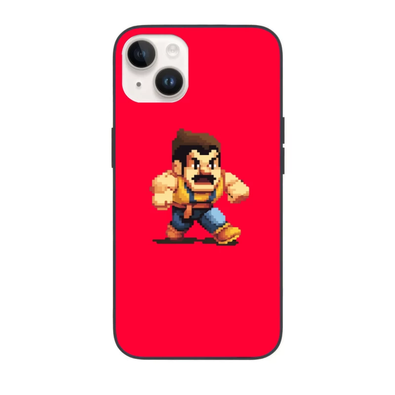 Retro Fighting Game Character in Pixel Art Style iPhone Case