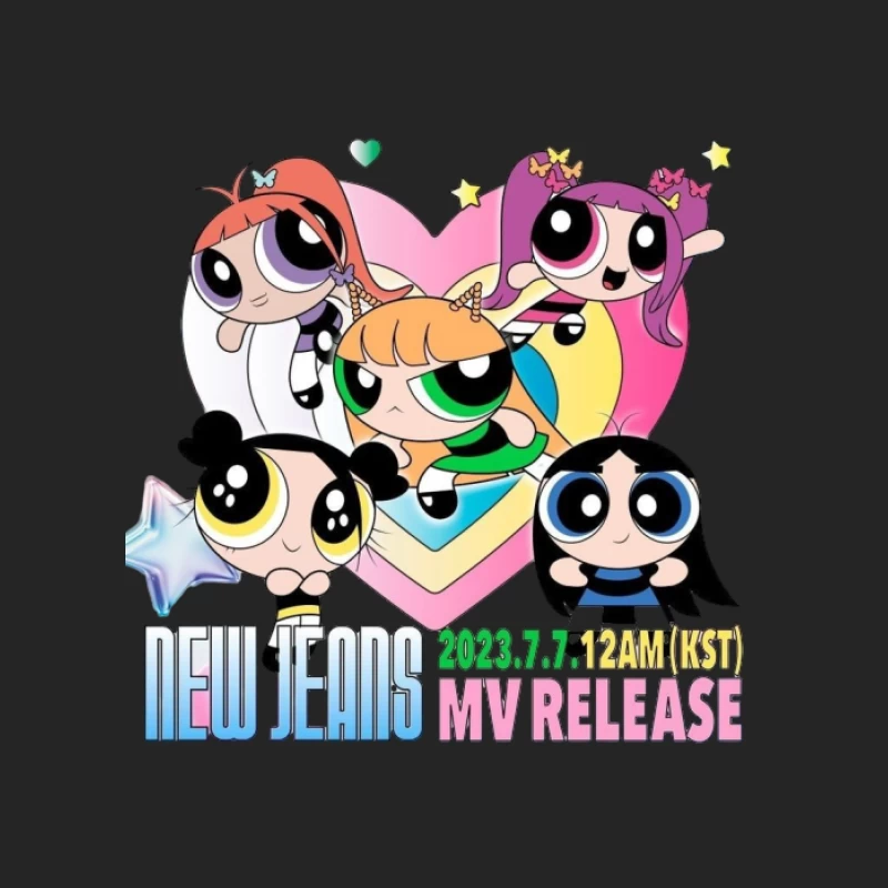 New Jeans Musikvideo Veröffentlichung mit Powerpuff Girls Design Herren Pullover Sweatshirt