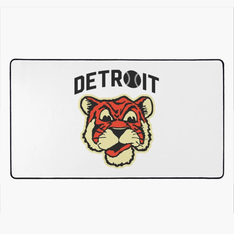 Vintage Detroit Tigers Baseball Team Logo Design Desk Mat