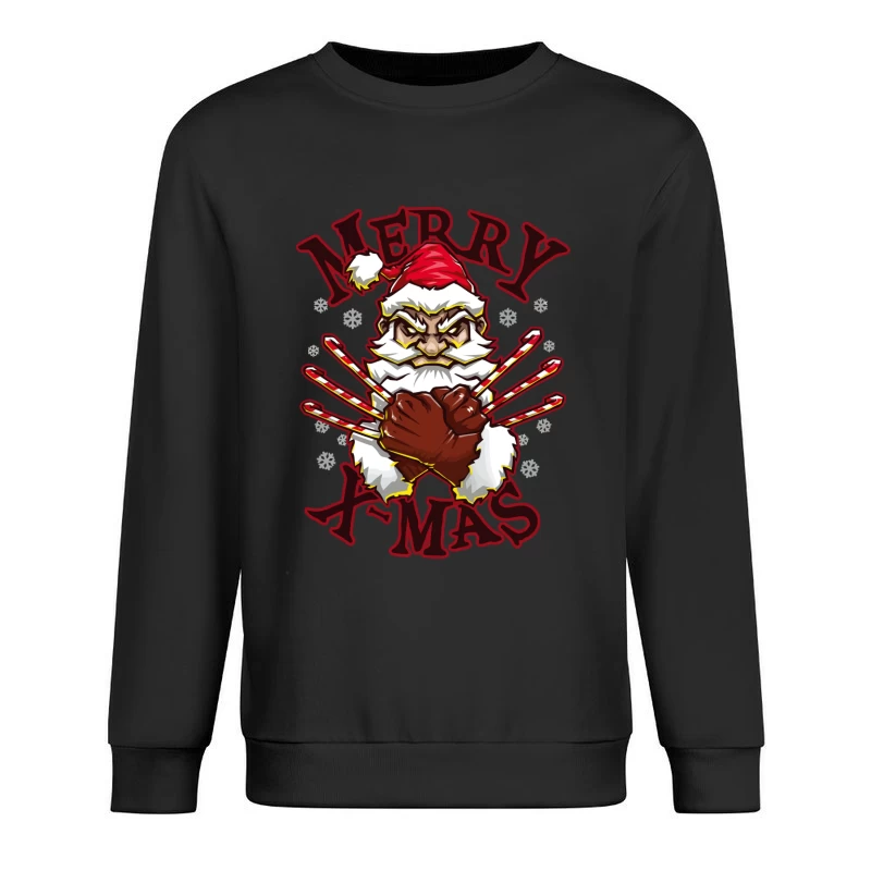 Muscle Santa: Merry X-Mas with Attitude Male Pullover Sweatshirt