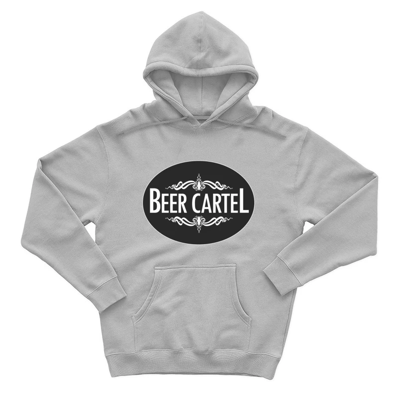 Elegant Black and White Beer Cartel Logo with Ornamental Frame Male Pullover Hoodie