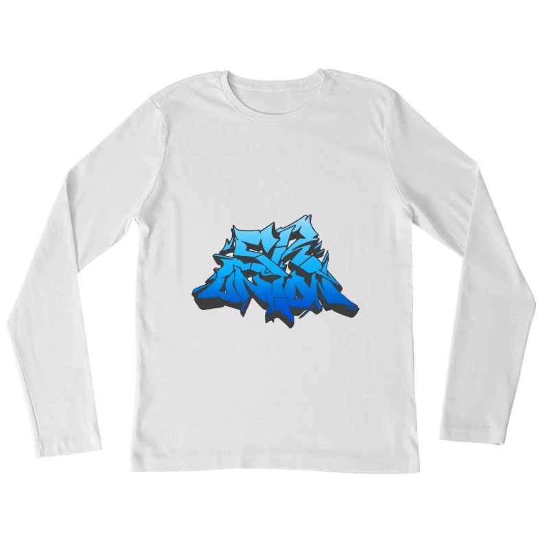 Blaues Graffiti-Design Damen Langarm T-Shirt