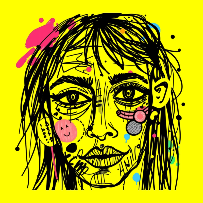 Abstract Colorful Face Illustration Pin