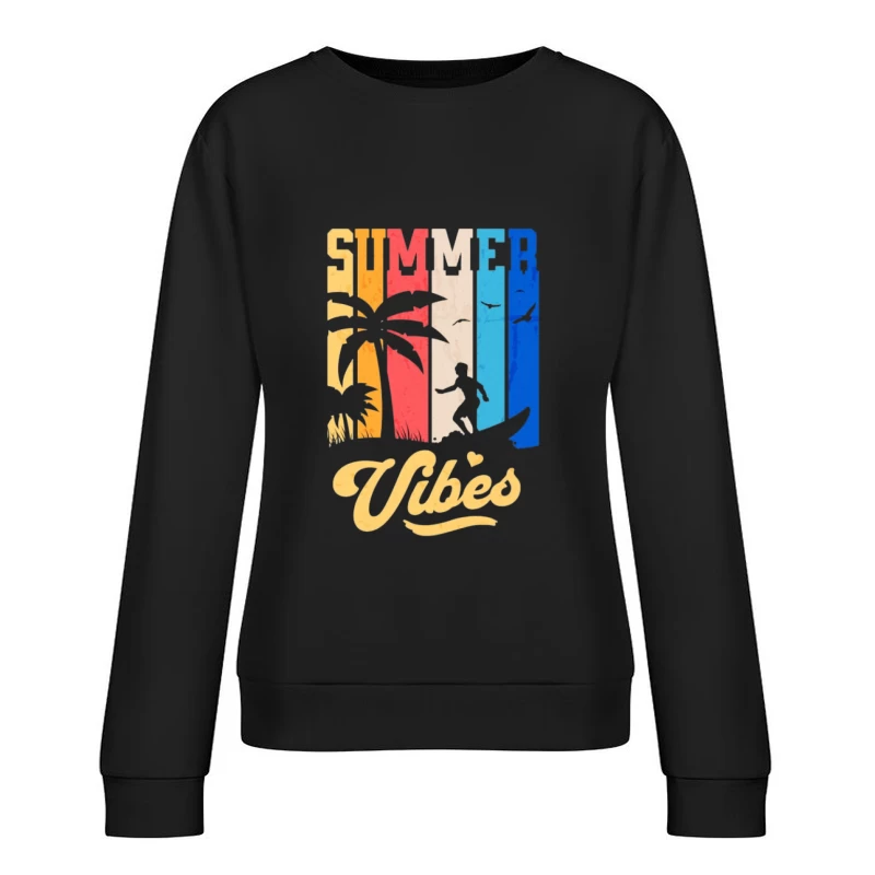 Sommer Vibes mit Palmen und Surfer Damen Pullover Sweatshirt