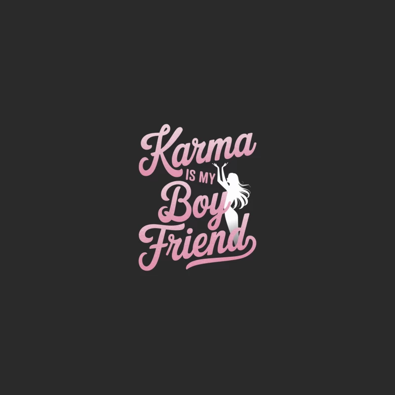 Pink Typography: Karma is My Boyfriend Quote Baseball Cap