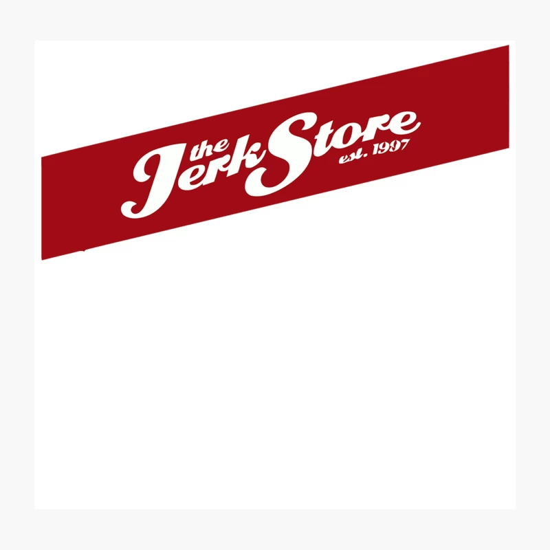 Vintage Red and White Logo of The Jerk Store Est. 1997 Throw Pillow