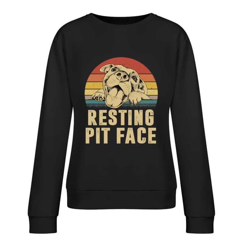 Visage de pit bull sur fond rétro Femme Sweat-shirt à enfiler