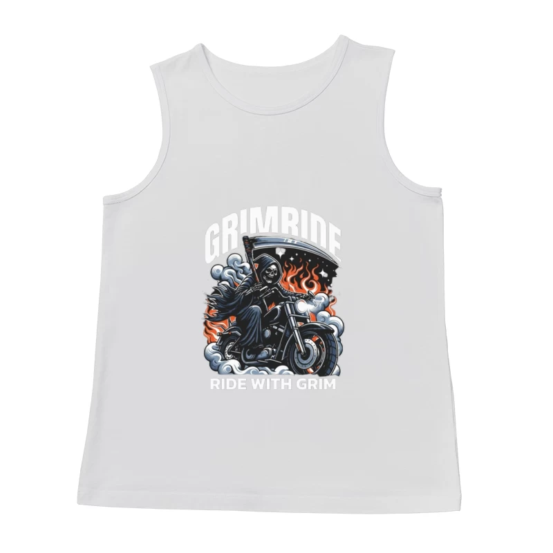 Grim Reaper's Fiery Motorcycle Ride Male Tank Top