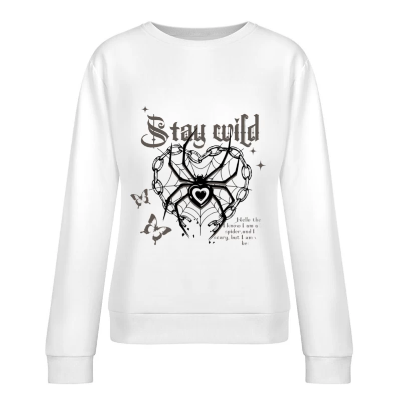 Bleib wild mit Spinne und Herzen Damen Pullover Sweatshirt