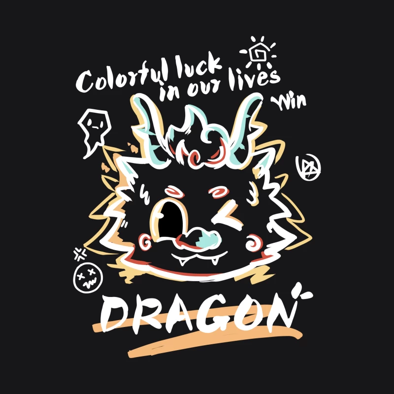 Bunter Glücksdrache Kunstdesign Damen Pullover Hoodie