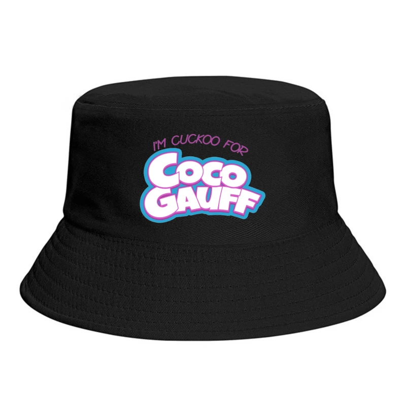 Stylized "I'm Cuckoo for Coco Gauff" Tennis Fan Text Logo Bucket Hat