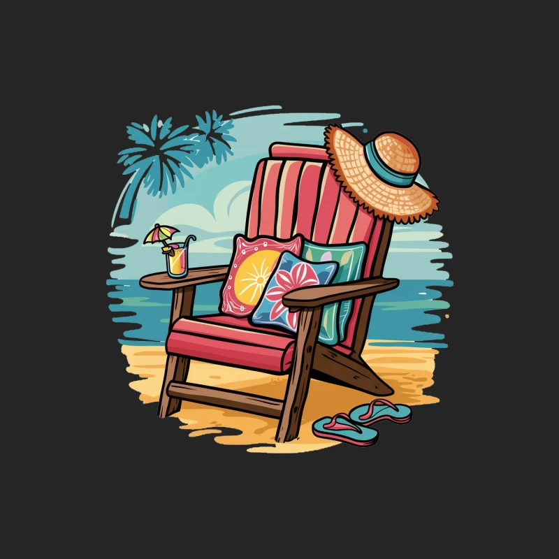 Relaxing Beach Chair Setup with Summer Accessories Female Pullover Sweatshirt