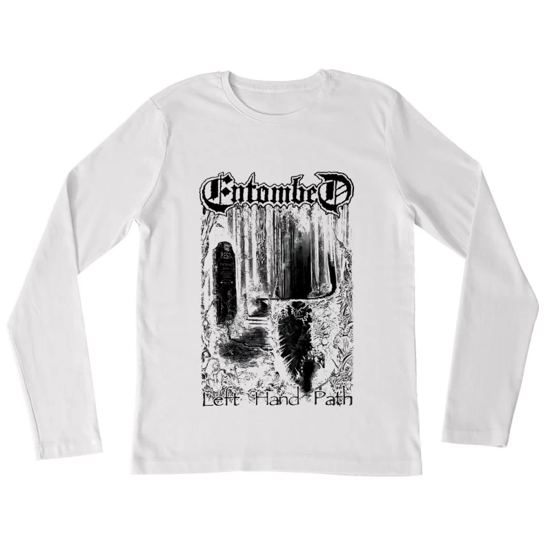 Entombed Left Hand Path Black White Female Long Sleeve T-Shirt