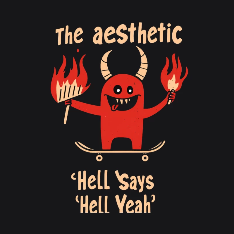 Playful Skateboarding Devil: An Aesthetic Humor Illustration Female Pullover Hoodie