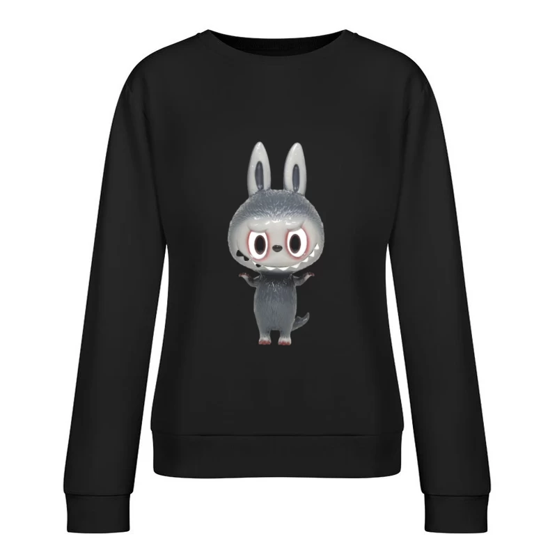 Graues Cartoon-Tier mit großen Ohren Damen Pullover Sweatshirt