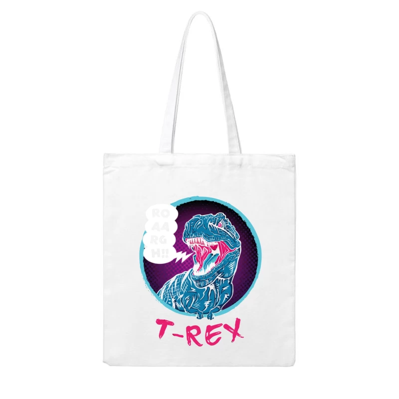 Neon T-Rex Power Cotton Tote Bag