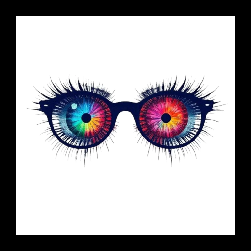 Psychedelic Rainbow Eyes Behind Glasses Pin