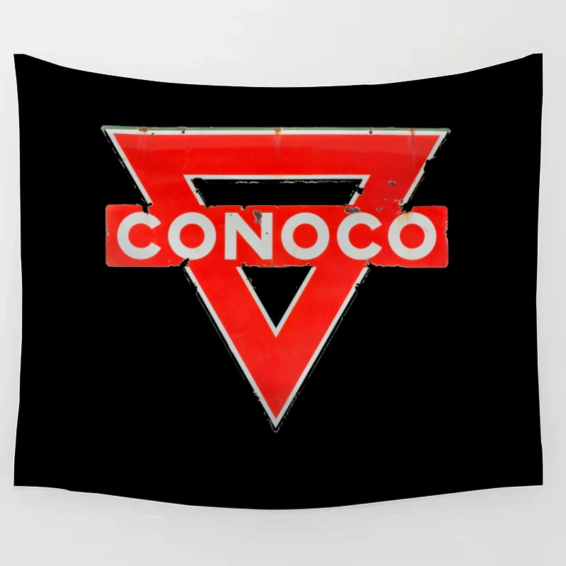 Vintage Conoco Gas Station Triangle Logo Sign Tapestry