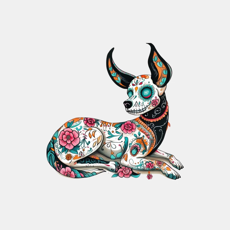 Mexican Day of the Dead Chihuahua with Floral Sugar Skull Design Male Tank Top