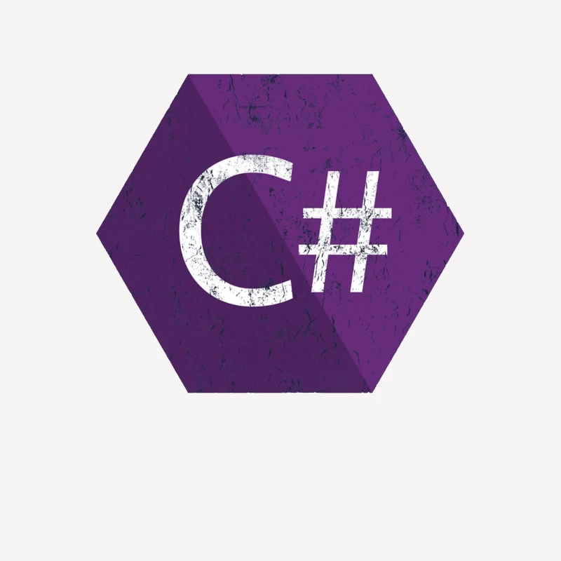 C# Programming Language Logo in Purple Hexagon Male T-Shirt