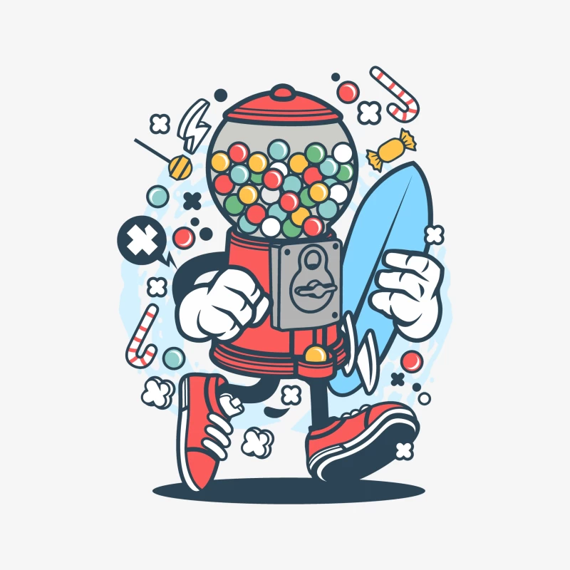 Gumball-Maschine mit Surfbrett Herren Pullover Sweatshirt