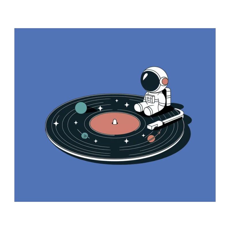 Cosmic Astronaut on Musical Vinyl Space Journey Tapestry