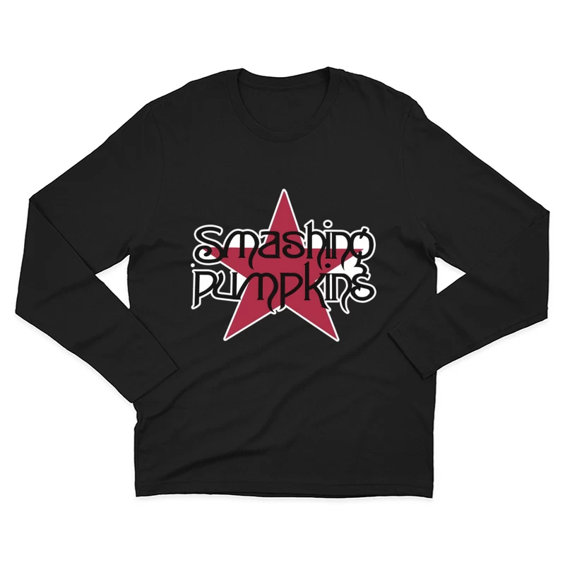 Smashing Pumpkins Alternative Rock Band Logo with Red Star Male Long Sleeve T-Shirt