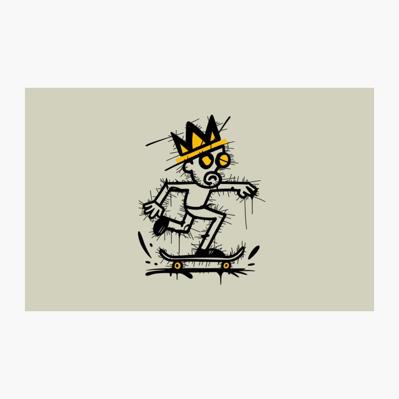 Urban Graffiti Skateboarding Character With Crown Travel Mug