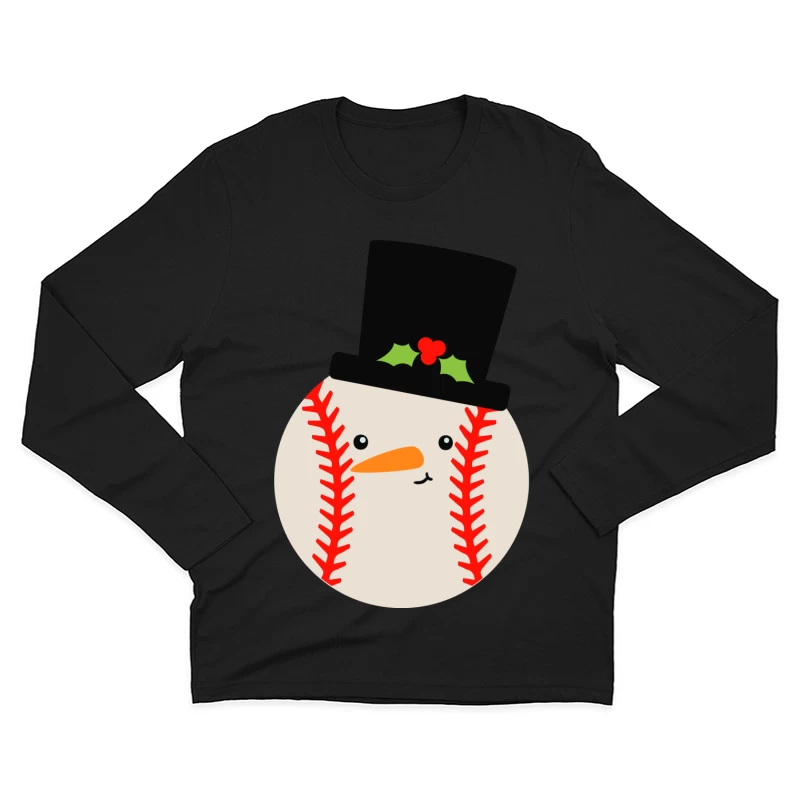 Bonhomme de neige balle de baseball Homme Manches Longues T-Shirt