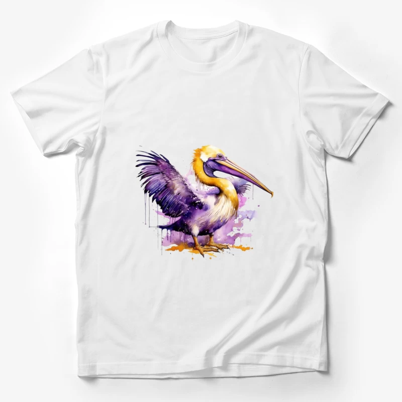 Colorful Watercolor Illustration of a Pelican Male T-Shirt