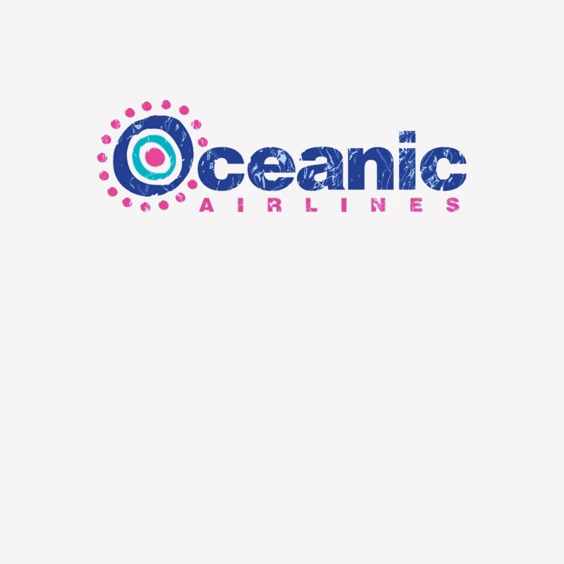 Oceanic Airlines Vintage-Style Logo Design with Blue and Pink Color Scheme Male T-Shirt