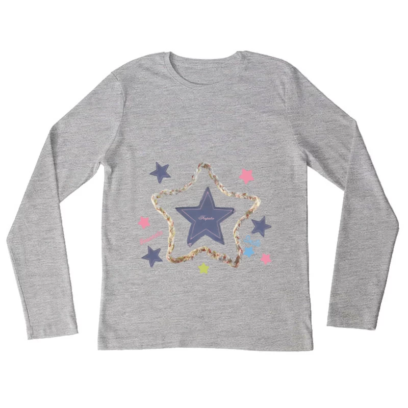 Sternmuster-Design mit Namen Damen Langarm T-Shirt