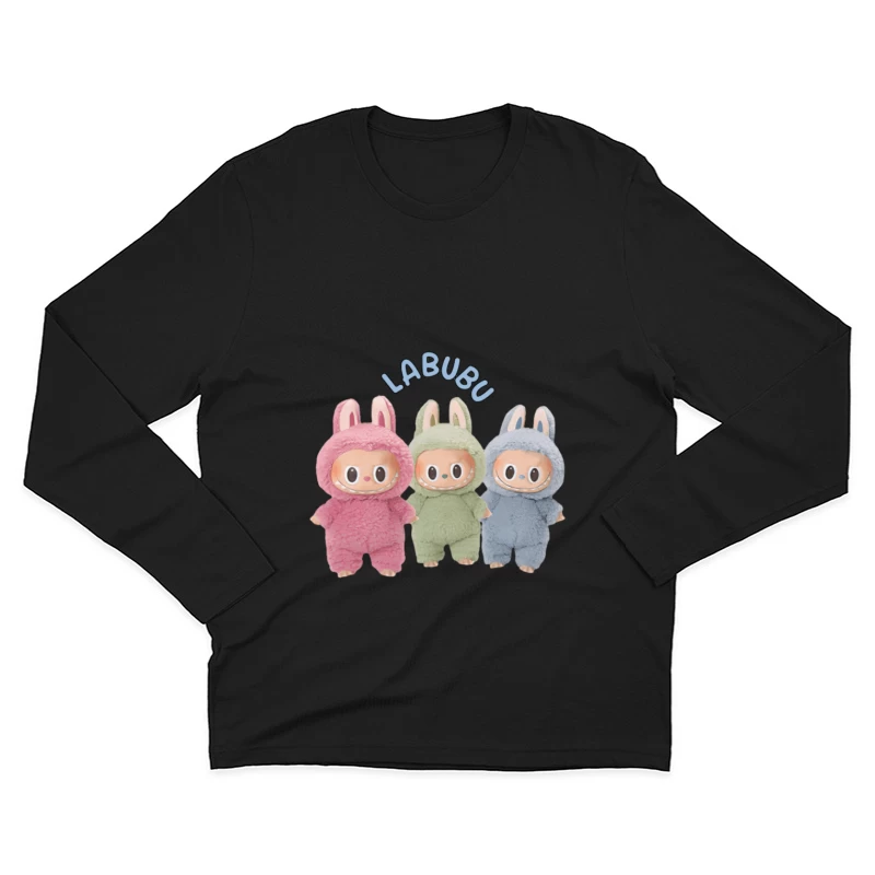Drei Labubu-Plüschfiguren in Hasenkostümen Herren Langarm T-Shirt