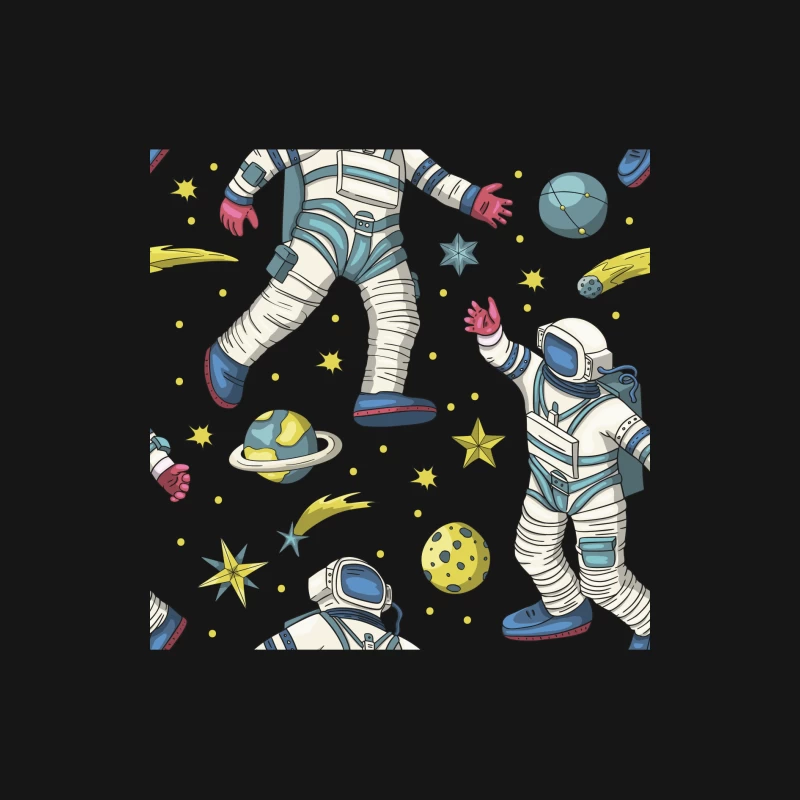 Astronauten und Weltraumelemente Muster Herren Langarm T-Shirt