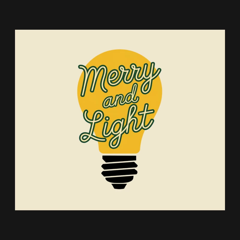 Merry and Light Holiday Typography Design with Yellow Bulb Mouse Pad