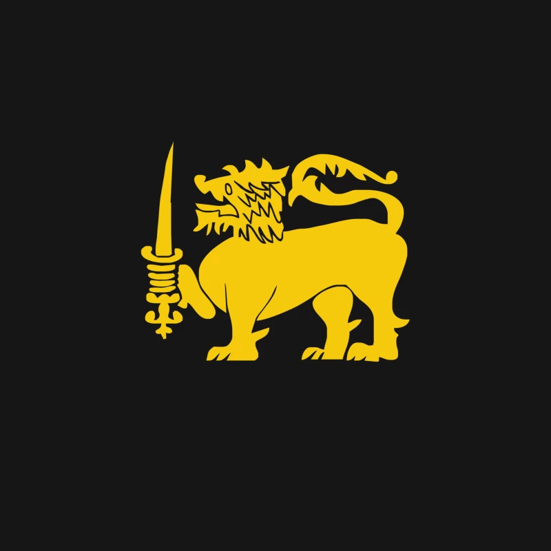 Yellow Heraldic Lion with Sword: Medieval Coat of Arms Symbol Desk Mat