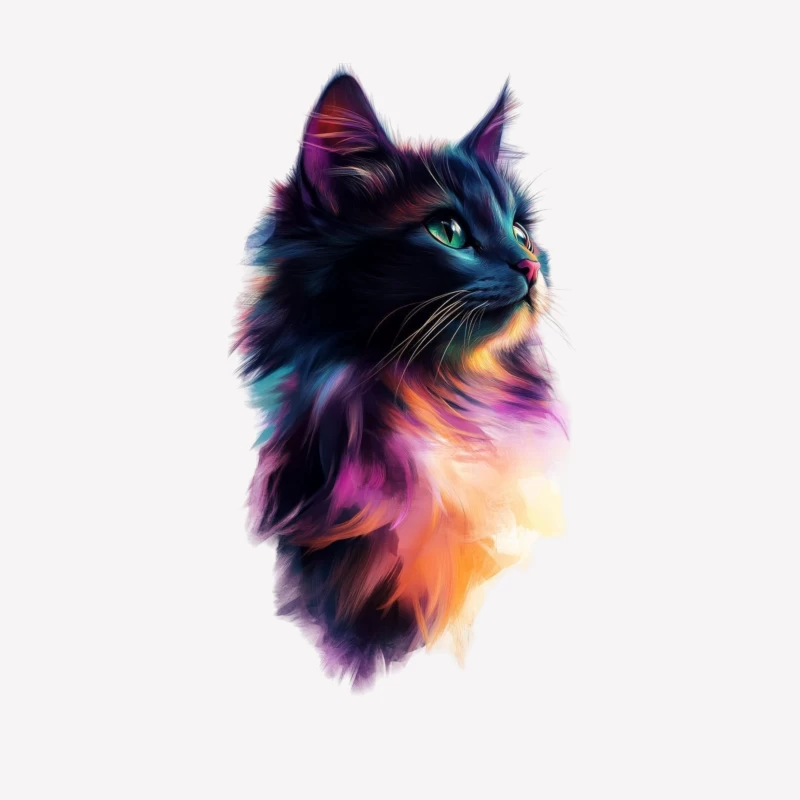 Colorful Cat Profile in Vibrant Digital Art Female T-Shirt
