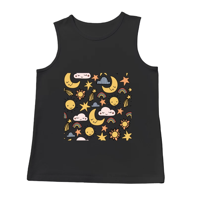 Ciel de nuit joyeux avec lune et étoiles Homme Débardeur